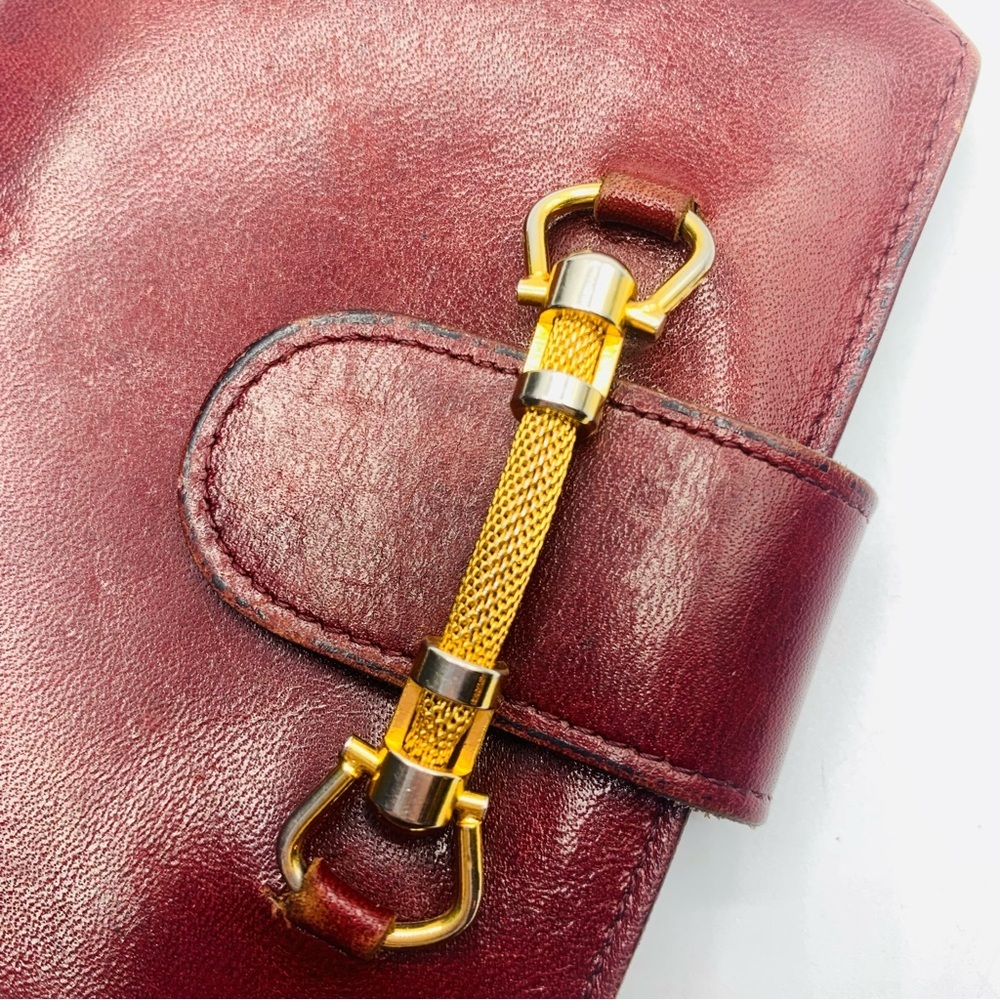 Vintage Burgundy Leather Wallet with Gold Horsebit Detail – Equestrian Style - Picture 3 of 16